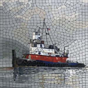 Мозаика «Красный катер» — Морской пейзаж