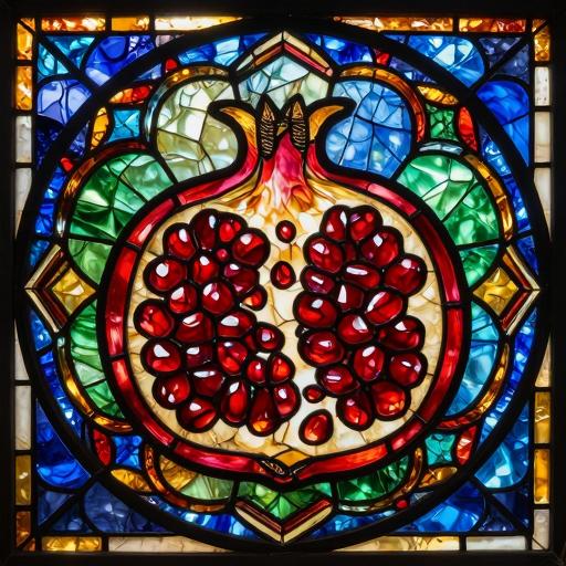 Pomegranate Stained Glass Mosaic Art - Custom Size