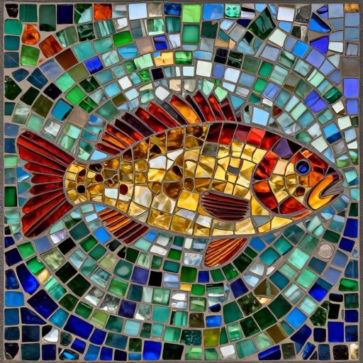 Golden Fish Mosaic Art - Opus Incertum Style