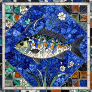 Подводный мир в мозаике: рыбка и водные растения