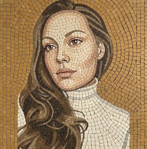 Elegant Woman Mosaic Portrait – 100×100 cm