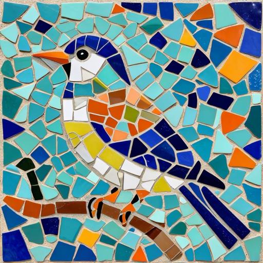 Modernist Bird Trencadís Mosaic Art