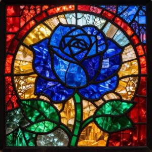 Витражная мозаика: синяя роза