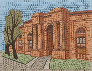 Классическая мозаика с историческим зданием