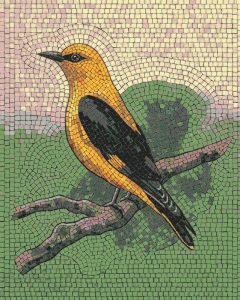 Мозаика «Желтая птица на ветке» | MELTI