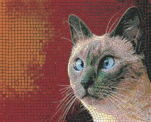 Мозаичное панно «Взгляд кошки» — 60×48 см