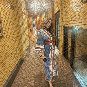 Мозаика «Женщина в голубом халате»