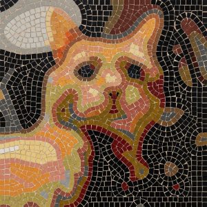 Классический мозаичный портрет кошки 50×50 см