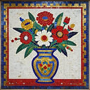 Мозаика «Ваза с цветами» в советском стиле