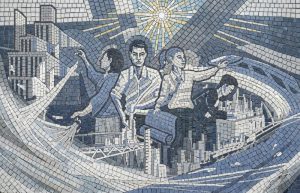 Мозаика «Визионеры архитектуры» — Синий монохром