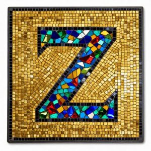 Мозаичный коврик с буквой Z в византийском стиле