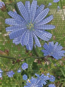Мозаика с голубыми цветами — Красота Природы