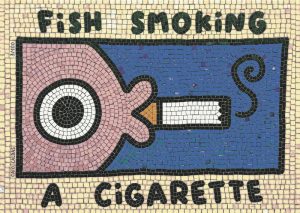 Мозаика «Рыба с сигаретой»