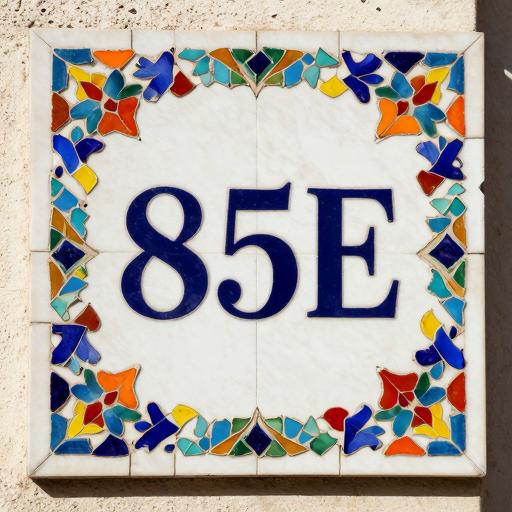 Custom Trencadís Mosaic House Number Plaque 85E