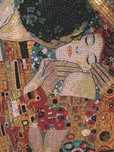 Cubist Embrace Mosaic Art – Romantic Couple