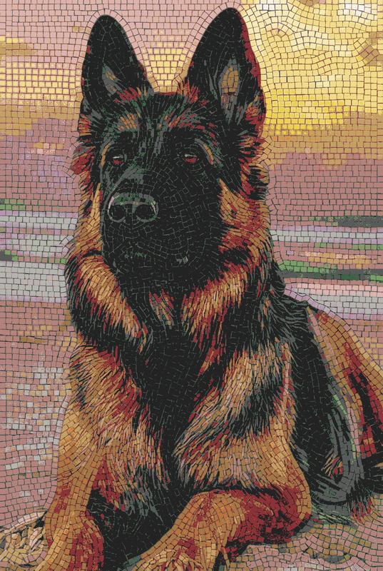 German Shepherd Mosaic Art - Loyal Companion Portrait