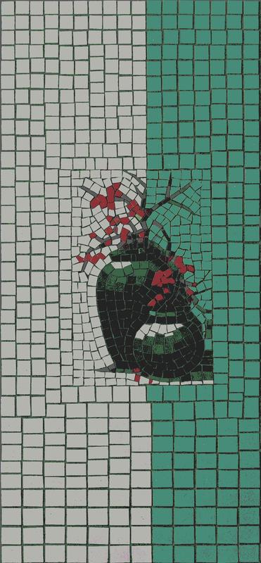 Modern Mosaic Vase with Red Flowers