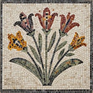 Handcrafted Thistle Flowers Mosaic Art – Opus Tessellatum