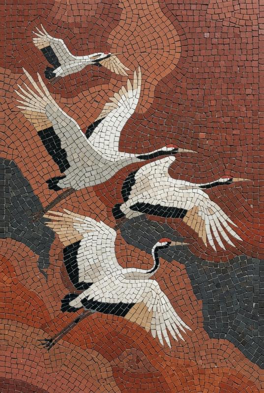 Краснохохлые журавли в полете