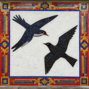 Two Swallows Soviet Style Mosaic Art