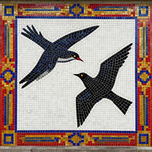 Two Swallows Soviet Style Mosaic Art