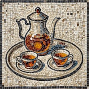 Tea Set Mosaic Art – Opus Tessellatum Style