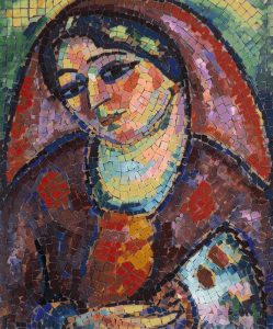 Serene Woman Mosaic Portrait – Colorful Art