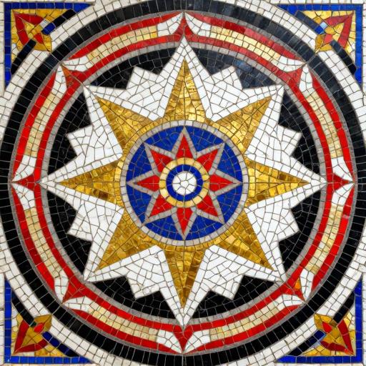 Soviet Style Geometric Star Mosaic Art