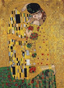 The Kiss Mosaic Art – Gold Romantic Masterpiece