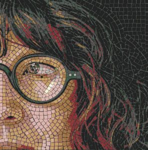 Modern Mosaic Portrait with Glasses