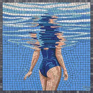 Mosaic Art: Woman in Blue Water