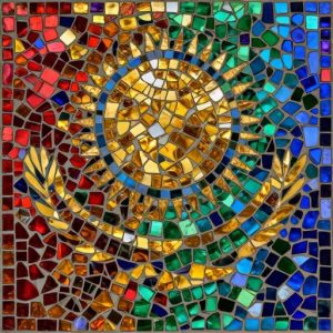 Golden Sun of Kazakhstan Mosaic Art