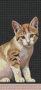 Elegant Tabby Cat Mosaic Art – 60×130 cm