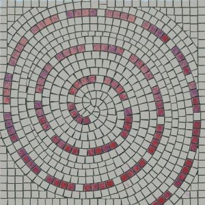 Abstract Red Spiral Mosaic Art – 60×60 cm