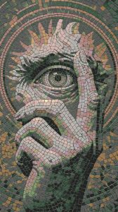 Surreal Eye and Hand Mosaic Art