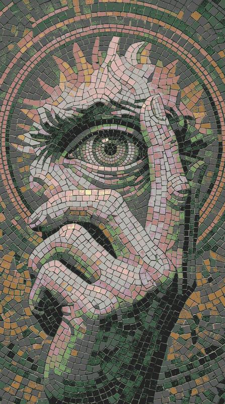 Surreal Eye and Hand Mosaic Art