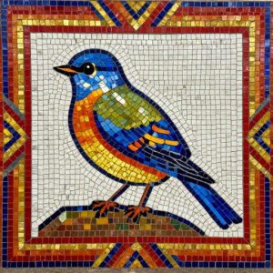Colorful Bird Soviet Style Mosaic Art
