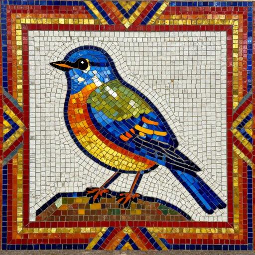 Colorful Bird Soviet Style Mosaic Art