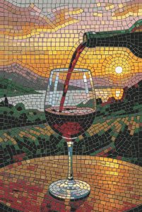 Sunset Wine Pour Mosaic Art – 60×90 cm