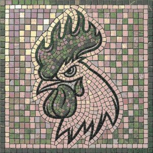 Stylized Rooster Head Mosaic Art – 20×20 cm