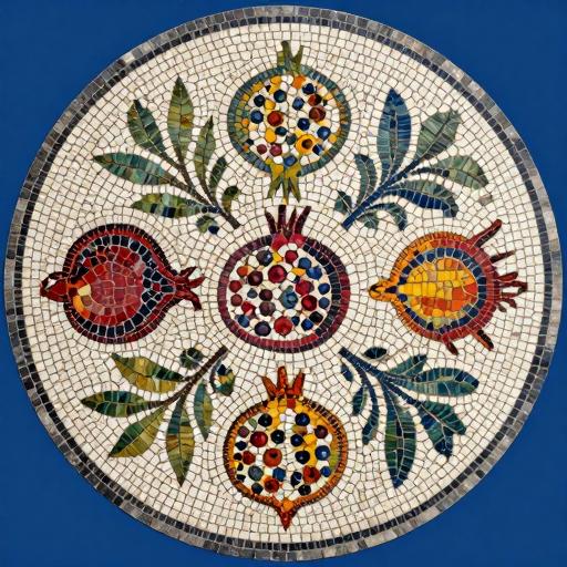 Handcrafted Pomegranate Mosaic Tabletop - Opus Tessellatum