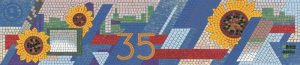 Vibrant Sunflowers and Number 35 Mosaic Art
