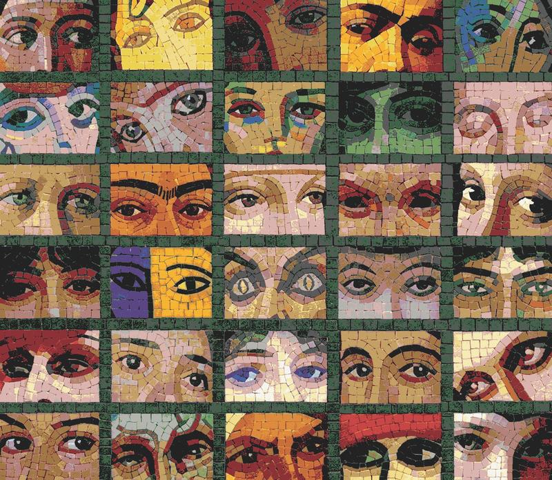 Mosaic Art: Collective Gaze - Human Eyes