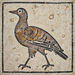 Minimalist Bird Mosaic Art – Opus Tessellatum Style