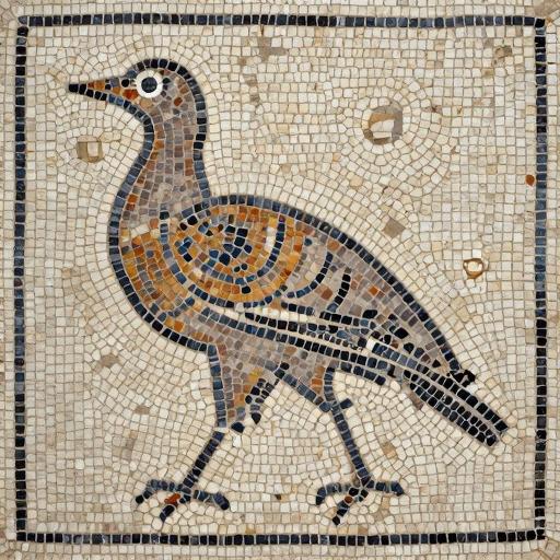 Minimalist Bird Mosaic Art - Opus Tessellatum Style