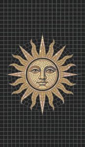 Golden Celestial Sun Mosaic Art