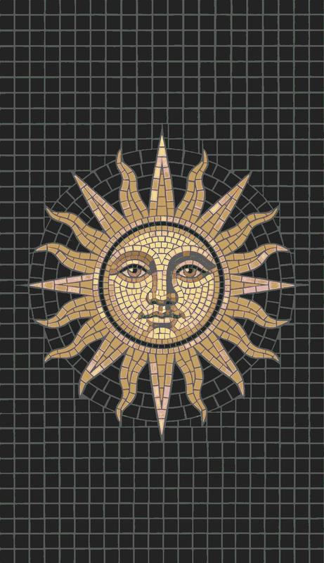 Golden Celestial Sun Mosaic Art