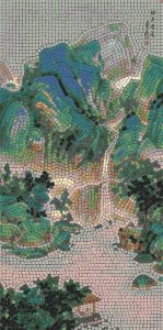 Serene Asian Landscape Mosaic Art – 60×120 cm