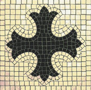 Minimalist Black and Cream Mosaic Cross Art
