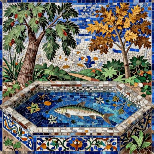 Sturgeon in an Abandoned Pond Mosaic
